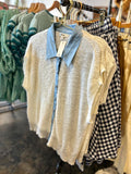 Aubrey Chambray Detail Sweater Top