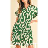 Ginny Green and White Shirt Dress