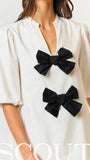 Audrey White Dress with Black Bows